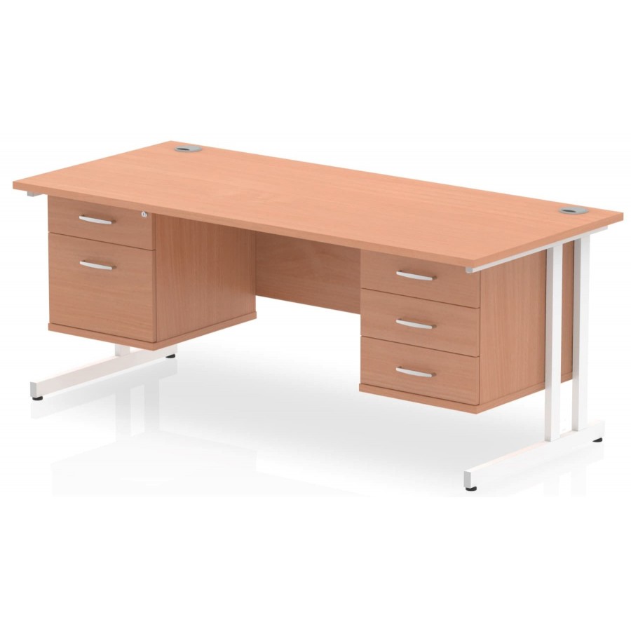 Rayleigh Cantilever Straight Desk with Double Fixed Pedestal